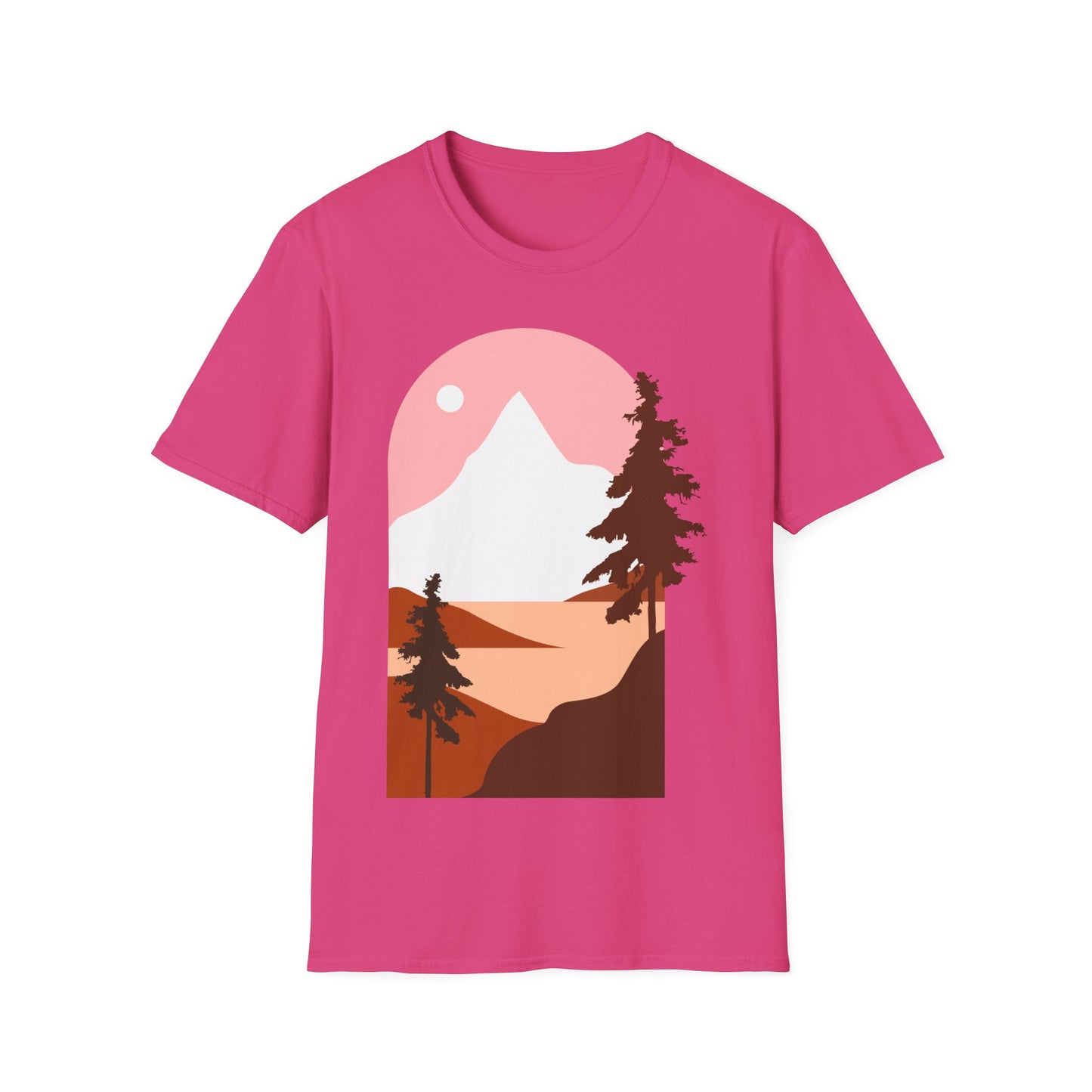 Mountain Sunset Unisex Softstyle T-Shirt - Nature Inspired Design - OJABay