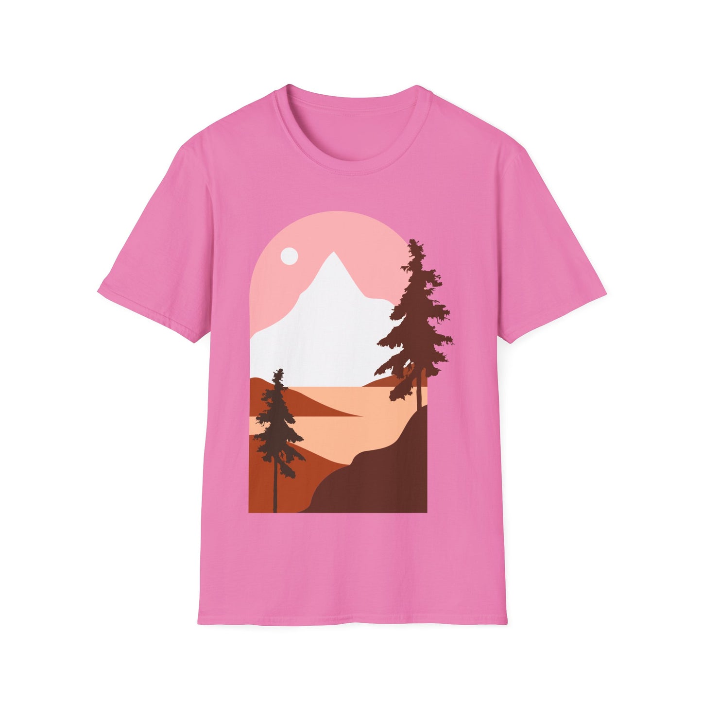 Mountain Sunset Unisex Softstyle T-Shirt - Nature Inspired Design - OJABay