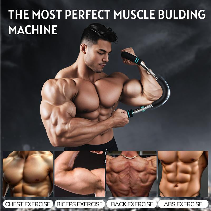 Adjustable Arm&Chest Muscle Trainer for Men-Detachable Stainless Fitness Tool with Blue Grips, Ideal for Beginners and Enthusiasts, Black, Strength Training Accessory | Adjustable Resistance | Comfortable Grips, Gym Accessories