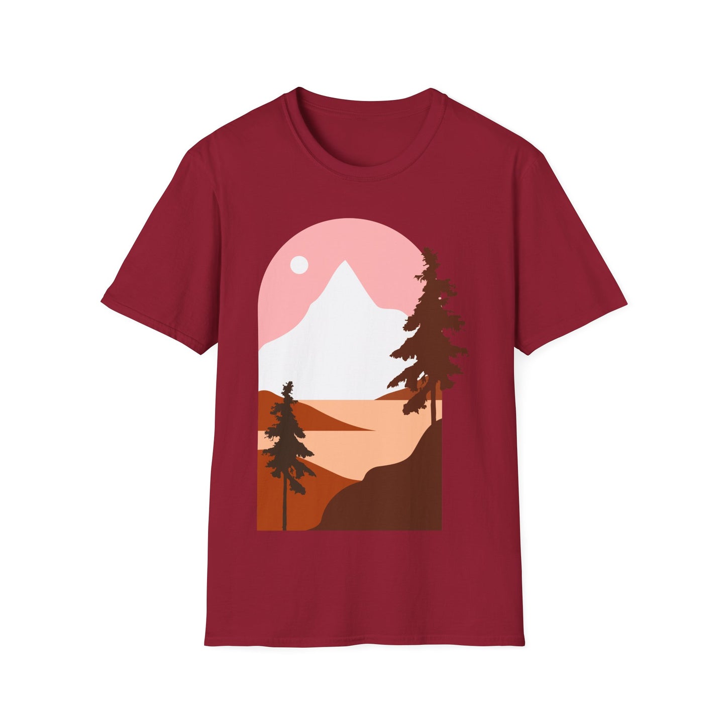 Mountain Sunset Unisex Softstyle T-Shirt - Nature Inspired Design - OJABay