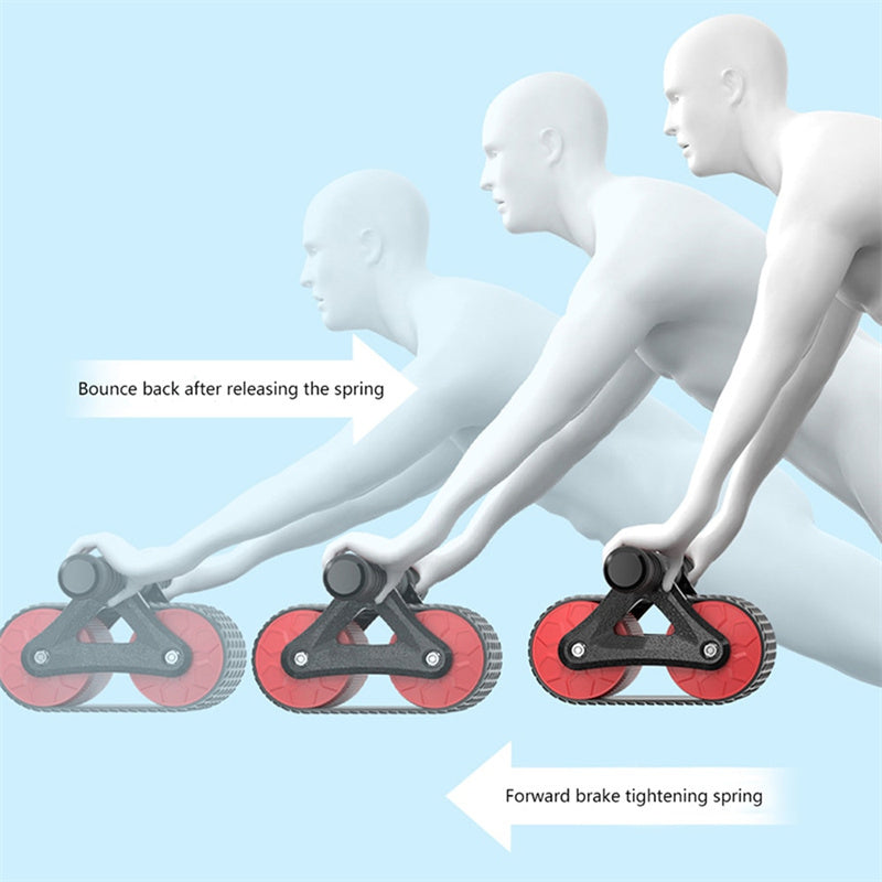 Double Wheel Ab Roller with Auto Rebound – Core & Waist Trainer for Home Workouts - OJABay