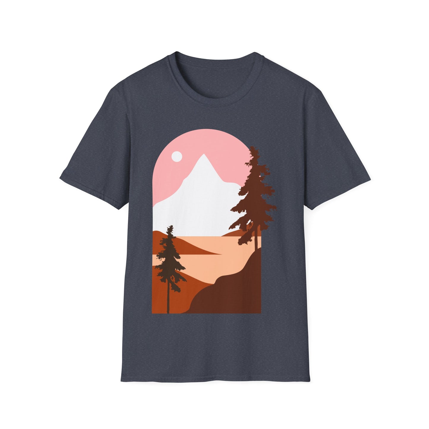 Mountain Sunset Unisex Softstyle T-Shirt - Nature Inspired Design - OJABay