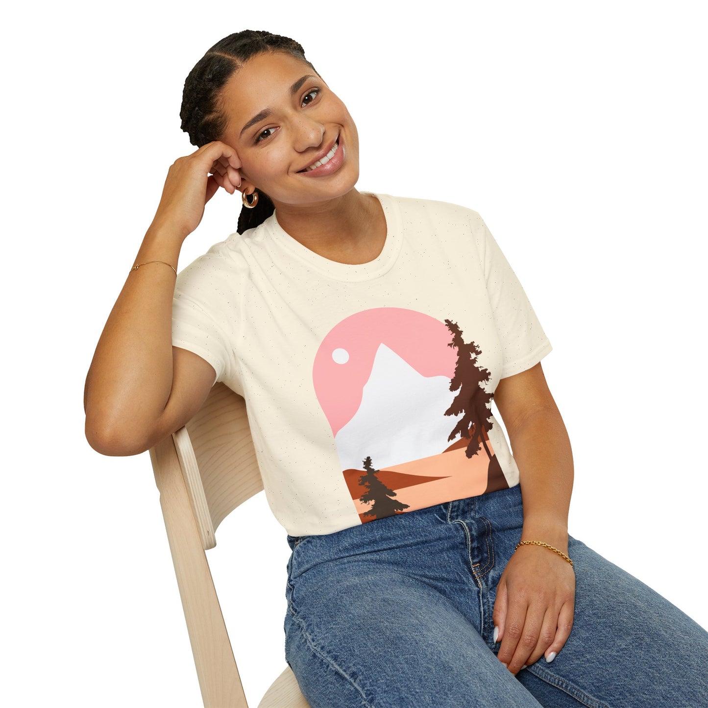 Mountain Sunset Unisex Softstyle T-Shirt - Nature Inspired Design - OJABay