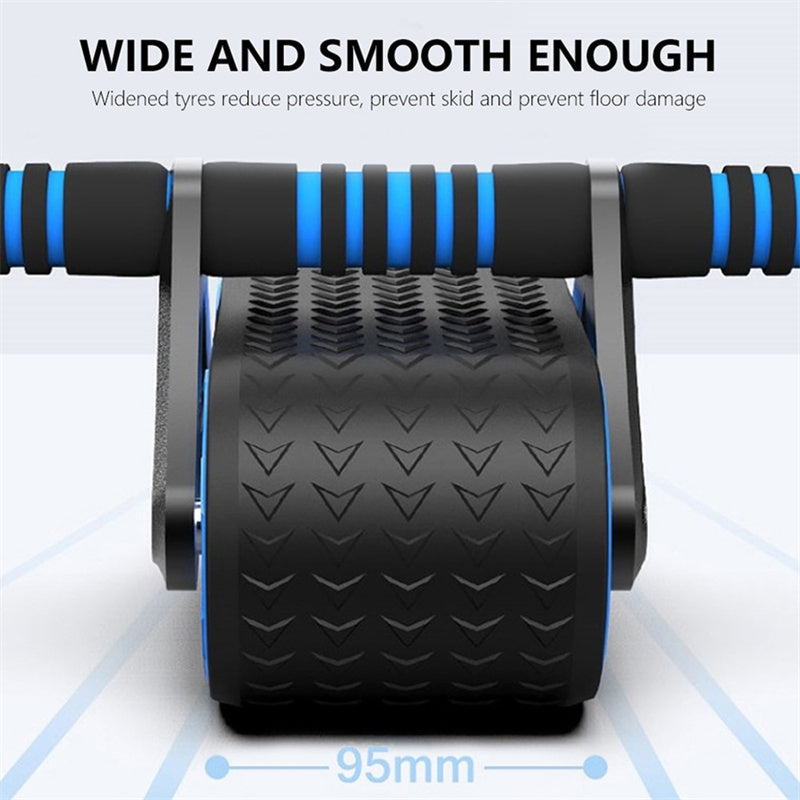 Double Wheel Ab Roller with Auto Rebound – Core & Waist Trainer for Home Workouts - OJABay
