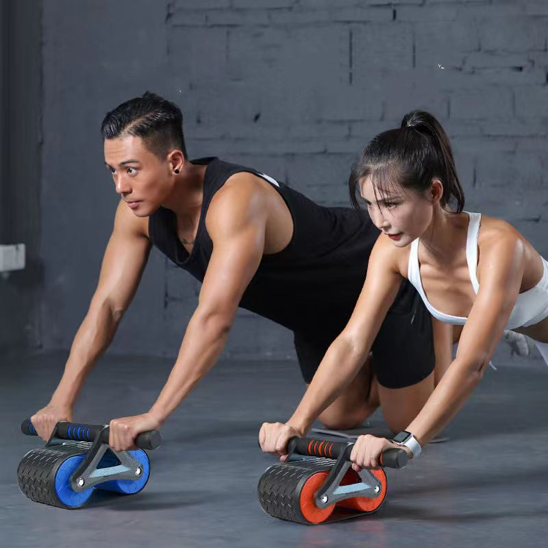 Double Wheel Ab Roller with Auto Rebound – Core & Waist Trainer for Home Workouts - OJABay