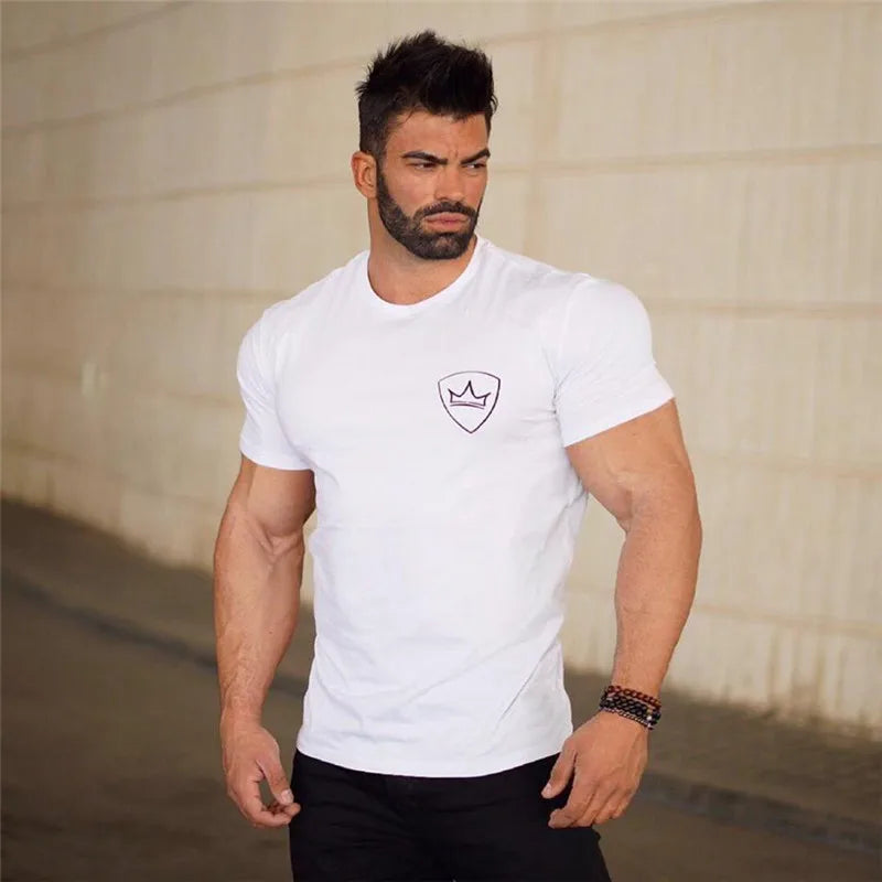 Men's Summer Gym T-Shirt 2024 – Cotton Fitness Short Sleeve Bodybuilding Tee - OJABay