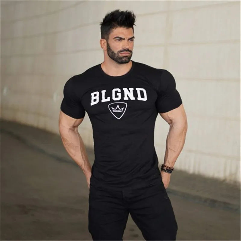 Men's Summer Gym T-Shirt 2024 – Cotton Fitness Short Sleeve Bodybuilding Tee - OJABay