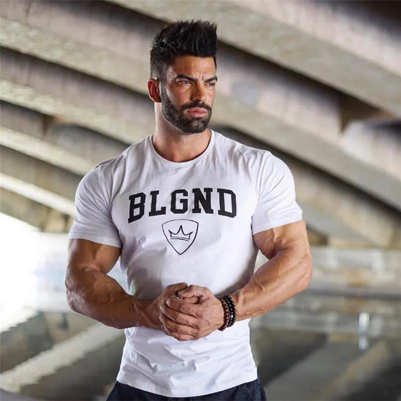 Men's Summer Gym T-Shirt 2024 – Cotton Fitness Short Sleeve Bodybuilding Tee - OJABay