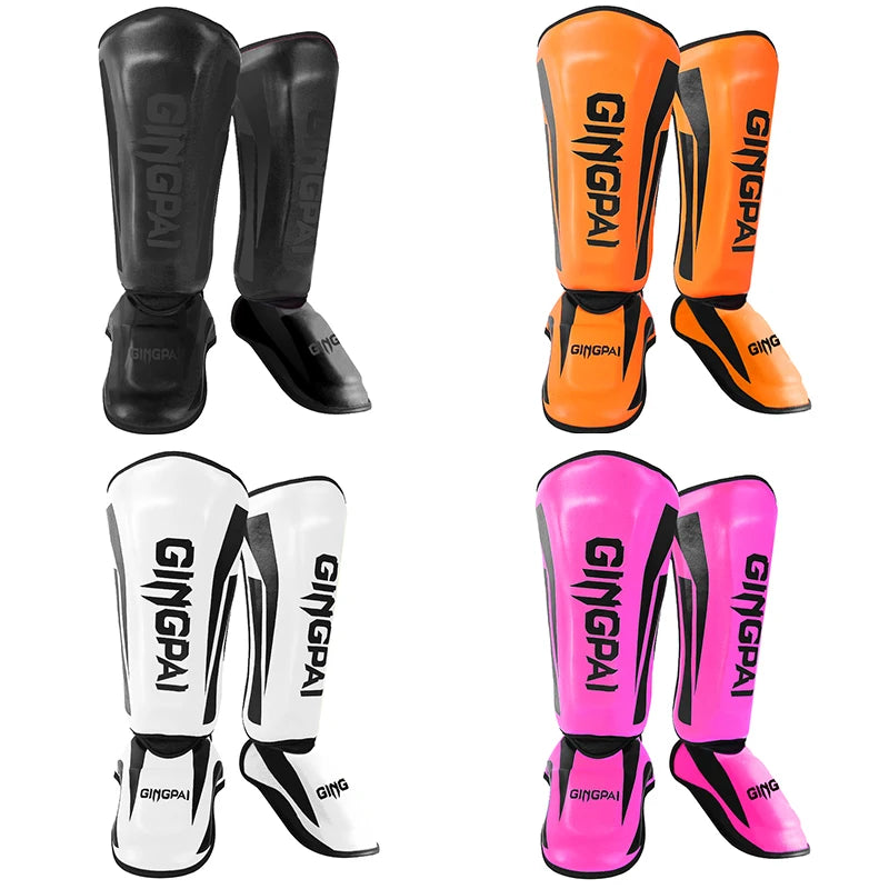 Muay Thai & Kickboxing Shin Guards – PU Leather Leg & Ankle Protectors