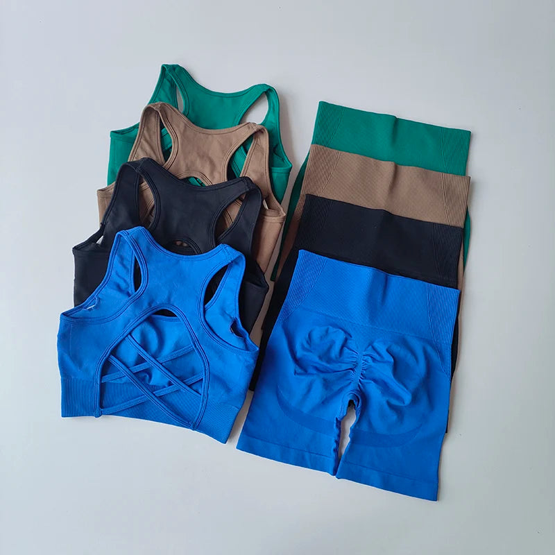 2-Piece Seamless Yoga Set for Women β High Waist Shorts & Sports Bra | Breathable, Quick-Dry Gym Workout Outfit - OJABay
