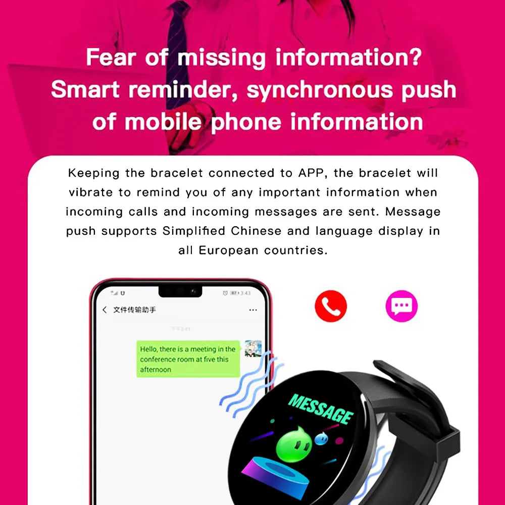 D18 Smart Watch – Fitness Tracker with Heart Rate & Blood Pressure Monitor - OJABay
