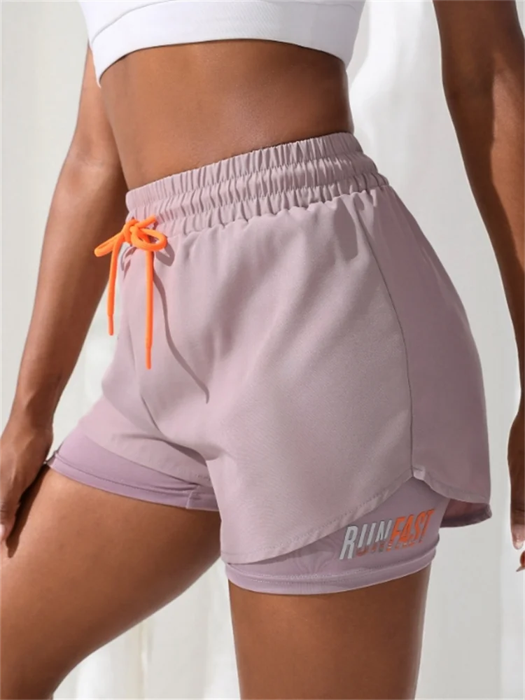 High-Waist Women’s Yoga Running Shorts – Fake Two-Piece, Breathable & Stretchy - OJABay