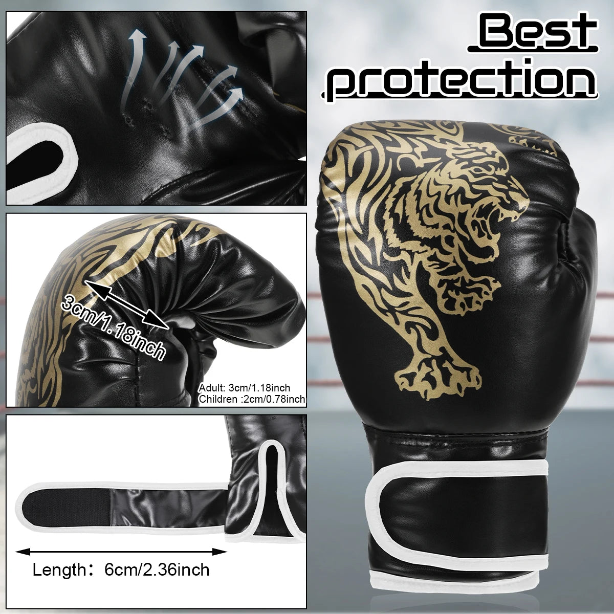 PU Leather Boxing Gloves – Adult & Kids Training Gloves for Kickboxing, Gym & Martial Arts