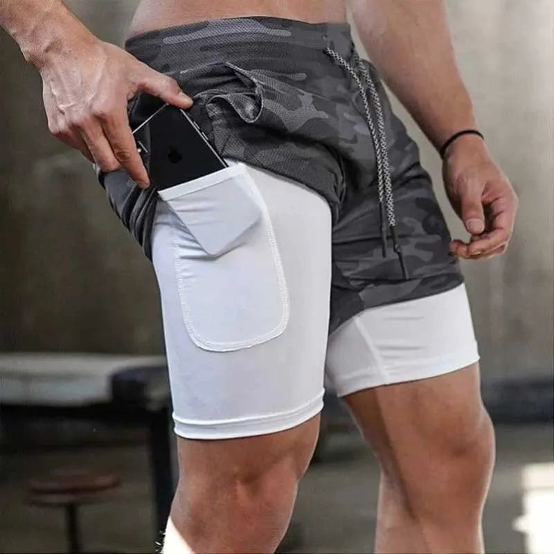 Men's Camo 2-in-1 Running Shorts β Quick Dry Gym Training & Workout Activewear - OJABay