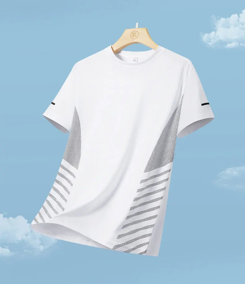 Men's Ice Silk Running T-Shirt – Quick-Dry, Breathable, Reflective Sports Tee - OJABay
