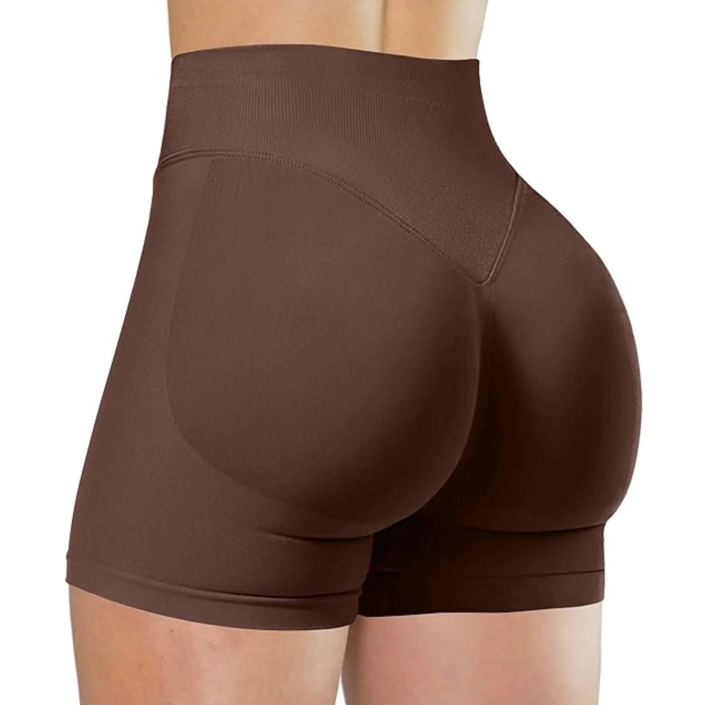 High-Waisted Yoga Shorts – Solid Color, Stretch Fit, Sexy & Sporty - OJABay