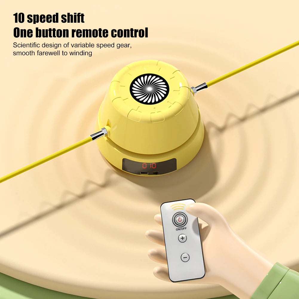 Electric Jump Rope Machine with Digital Counter & Remote โ Smart Automatic Skipping Rope for Kids & Adults, Home Fitness Workout Equipment - OJABay