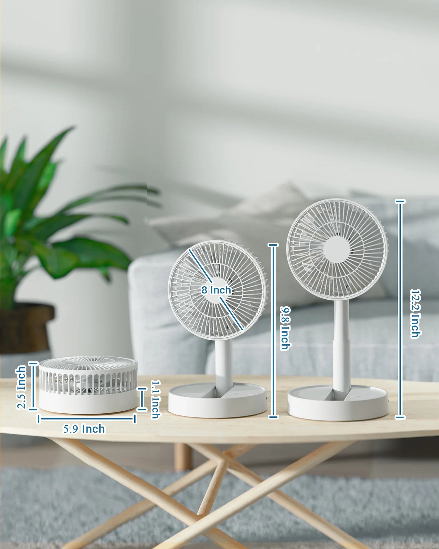 USB Foldable Mini Fan – 4 Speeds, Battery Operated, Timer-Controlled for Home & Outdoors - OJABay