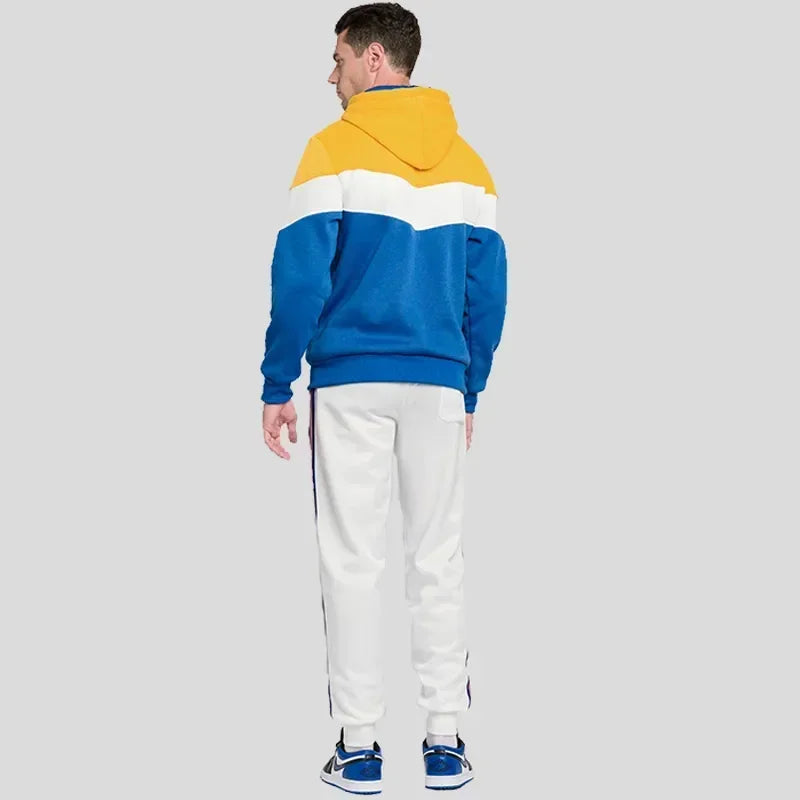 Men’s Patchwork Fleece Hoodie – Warm Casual Streetwear Pullover - OJABay