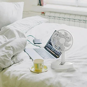 USB Foldable Mini Fan – 4 Speeds, Battery Operated, Timer-Controlled for Home & Outdoors - OJABay