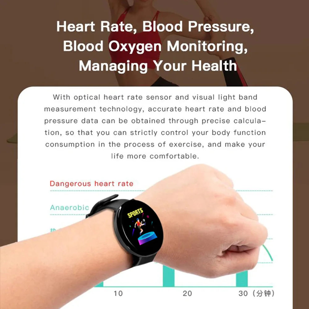 D18 Smart Watch – Fitness Tracker with Heart Rate & Blood Pressure Monitor - OJABay