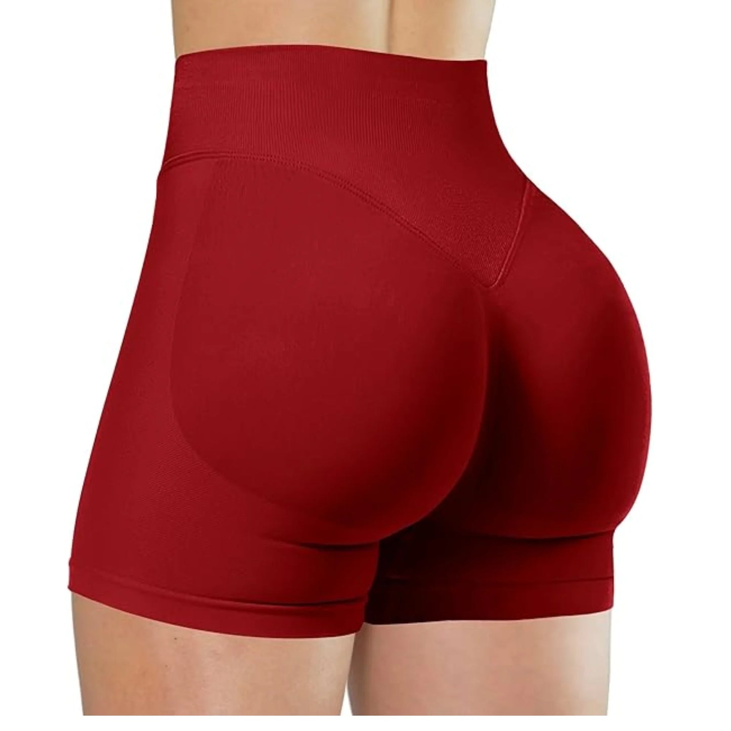 High-Waisted Yoga Shorts – Solid Color, Stretch Fit, Sexy & Sporty - OJABay