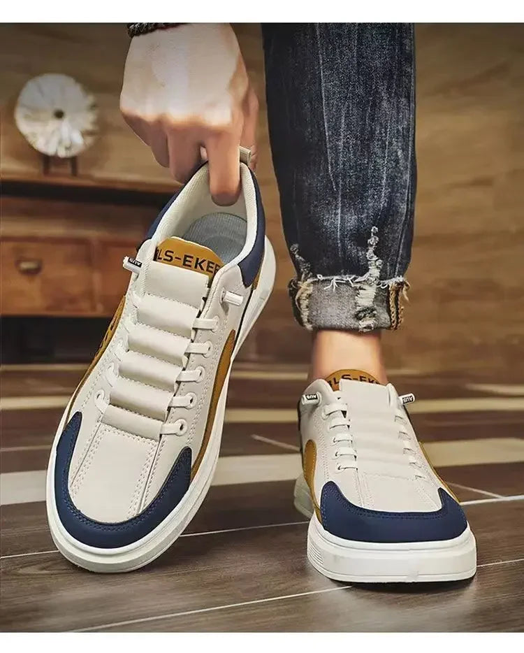 Men's Low-Top Leather Casual Shoes – Fashion Sports Sneakers for Spring & Autumn - OJABay