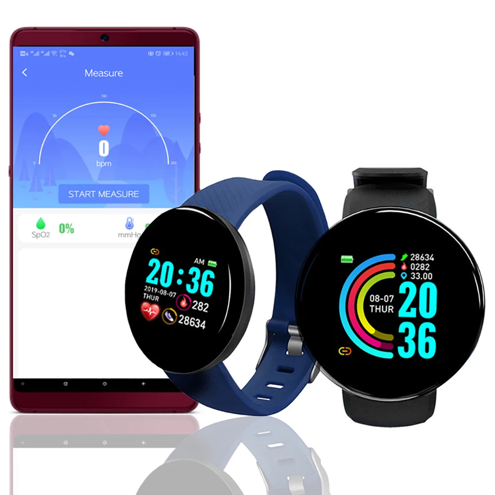 D18 Smart Watch – Fitness Tracker with Heart Rate & Blood Pressure Monitor - OJABay