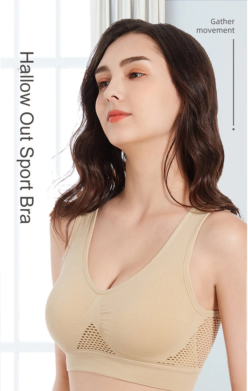 Seamless Push-Up Sports Bra β Breathable Padded Fitness Top for Women, Wire-Free Gym & Running Support - OJABay
