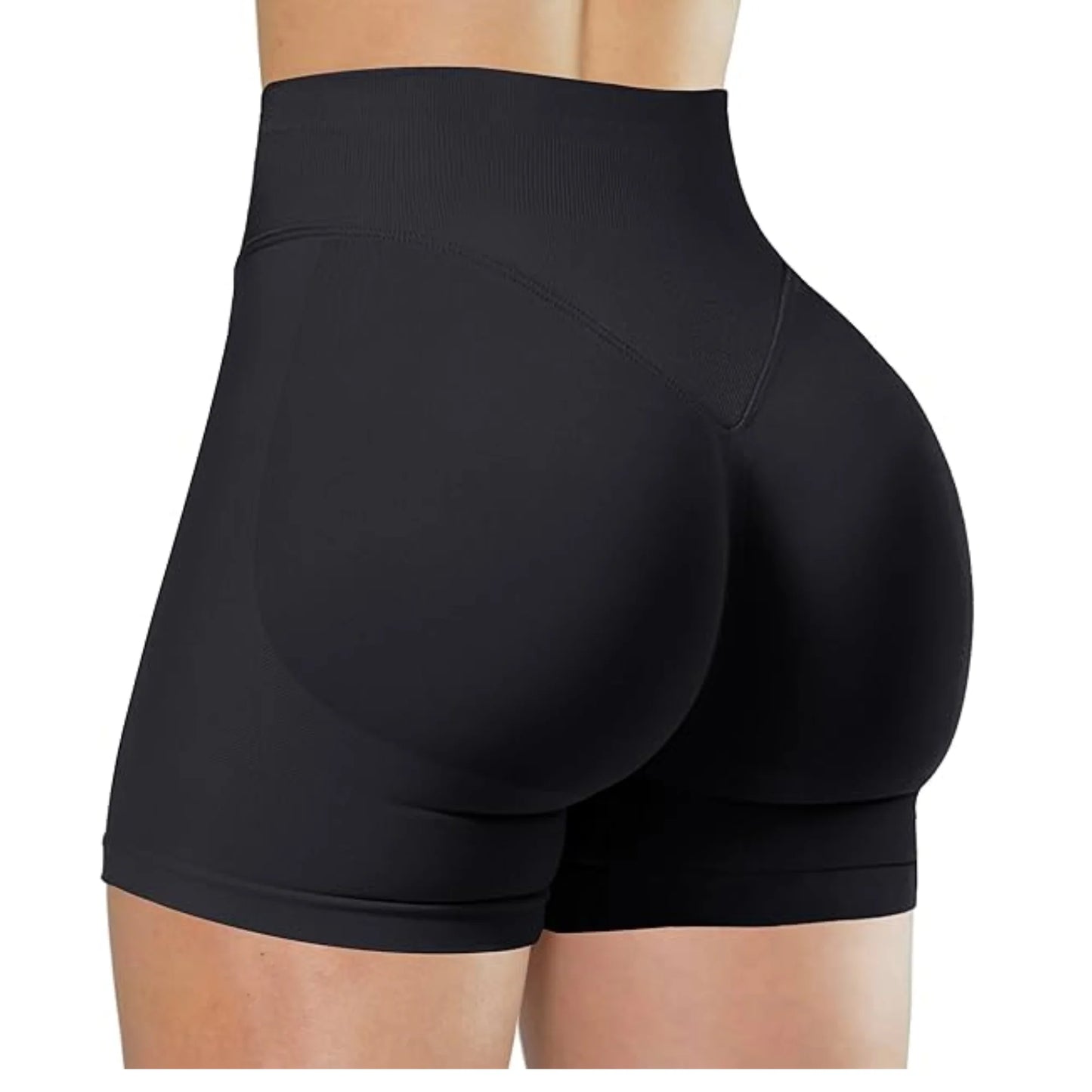 High-Waisted Yoga Shorts – Solid Color, Stretch Fit, Sexy & Sporty - OJABay