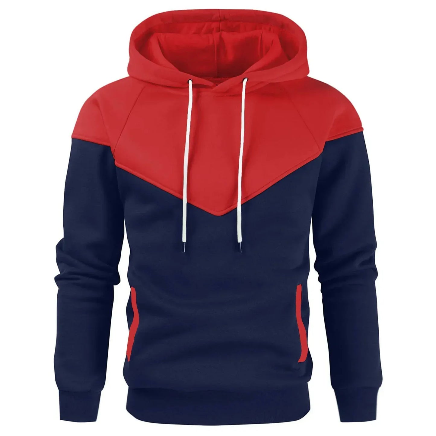 Men’s Patchwork Fleece Hoodie – Warm Casual Streetwear Pullover - OJABay