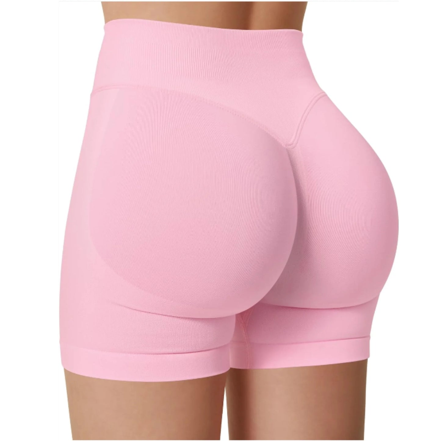 High-Waisted Yoga Shorts – Solid Color, Stretch Fit, Sexy & Sporty - OJABay