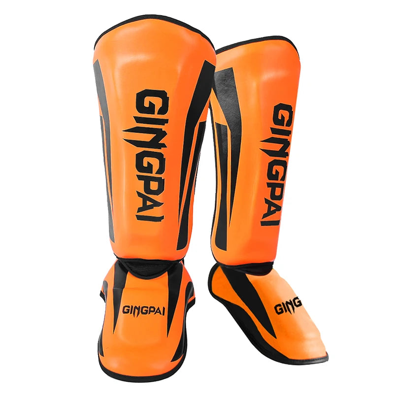 Muay Thai & Kickboxing Shin Guards – PU Leather Leg & Ankle Protectors