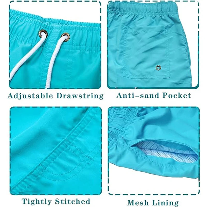 Men’s Quick-Dry Swim Trunks with Mesh Lining & Pockets