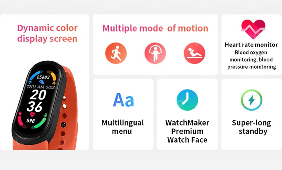 M6 Smartwatch β Fitness Tracker with Heart & Sleep Monitor - OJABay