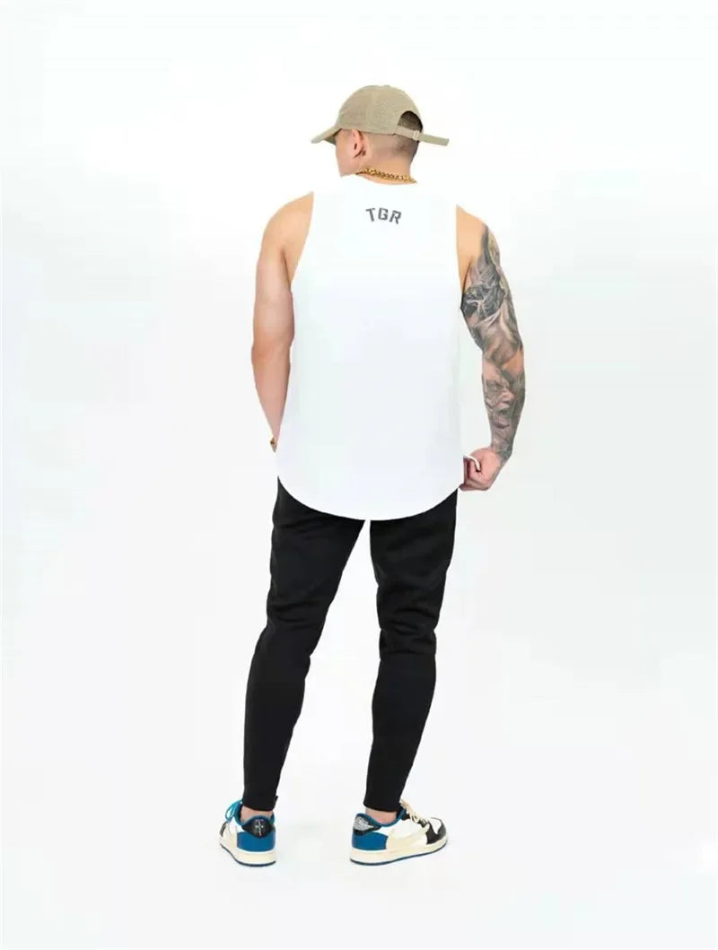 Men’s Cotton Gym Stringer Tank Top – Sleeveless Bodybuilding Vest for Fitness & Workout - OJABay
