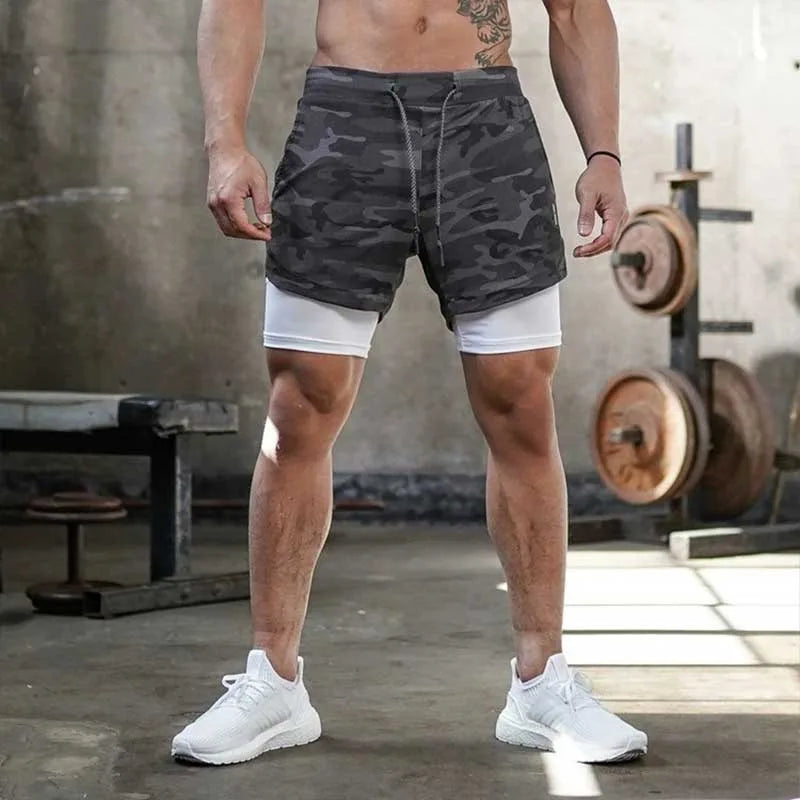 Men's Camo 2-in-1 Running Shorts β Quick Dry Gym Training & Workout Activewear - OJABay