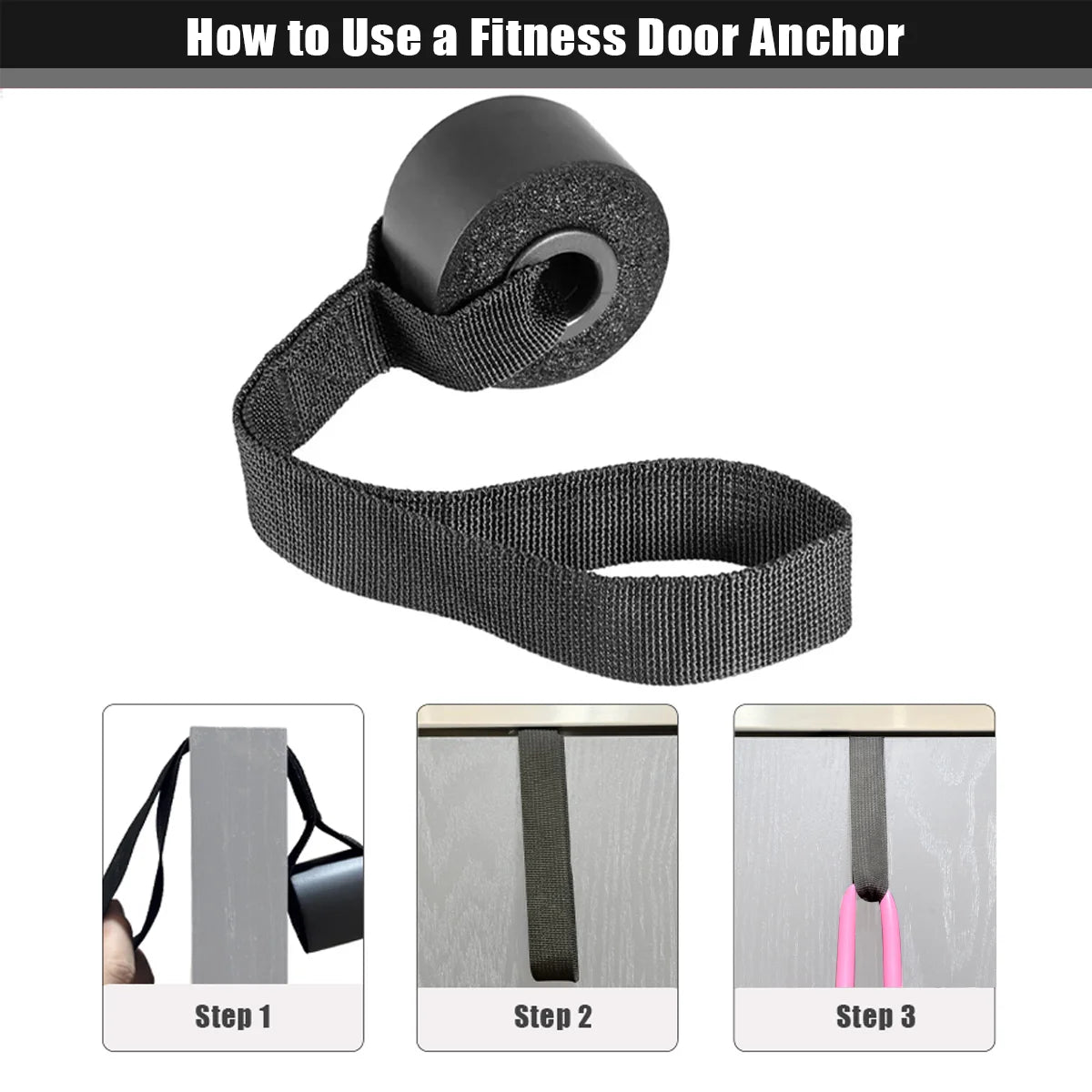 2PCS Multifunctional Resistance Band Door Anchor Straps – Portable Fitness Accessory for Strength Training & Home Workouts - OJABay