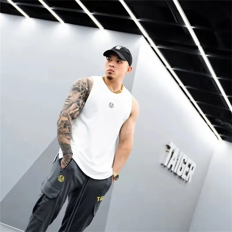Men’s Cotton Gym Stringer Tank Top – Sleeveless Bodybuilding Vest for Fitness & Workout - OJABay