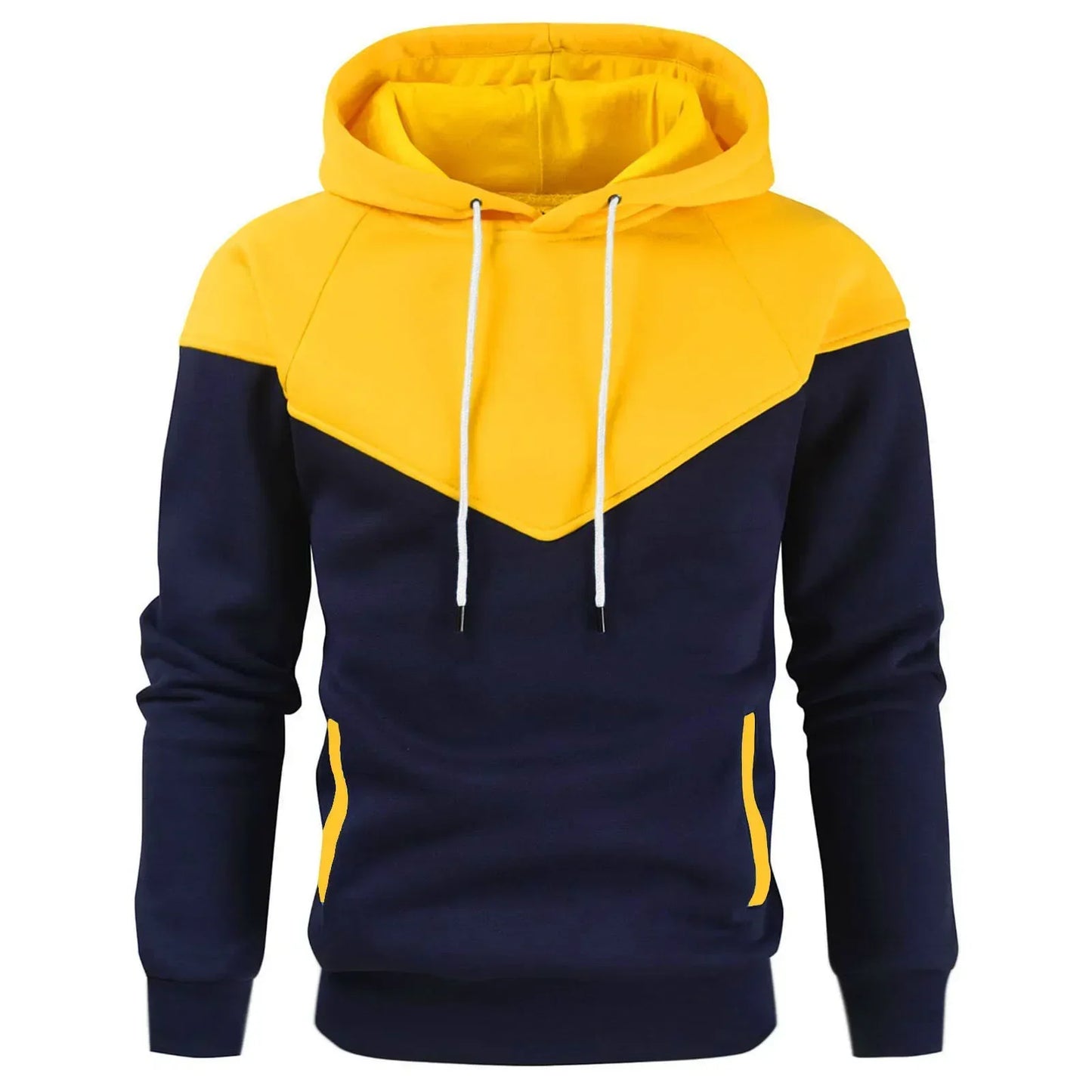Men’s Patchwork Fleece Hoodie – Warm Casual Streetwear Pullover - OJABay