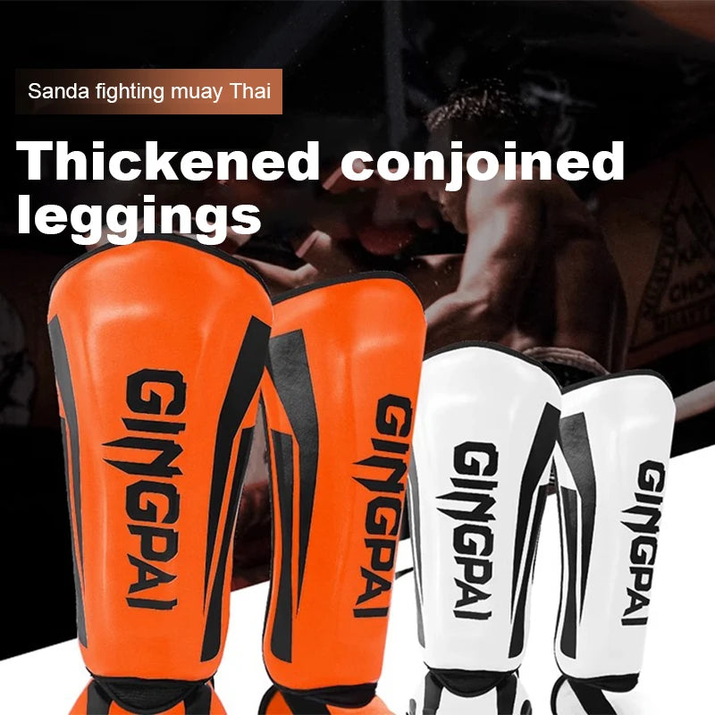 Muay Thai & Kickboxing Shin Guards – PU Leather Leg & Ankle Protectors