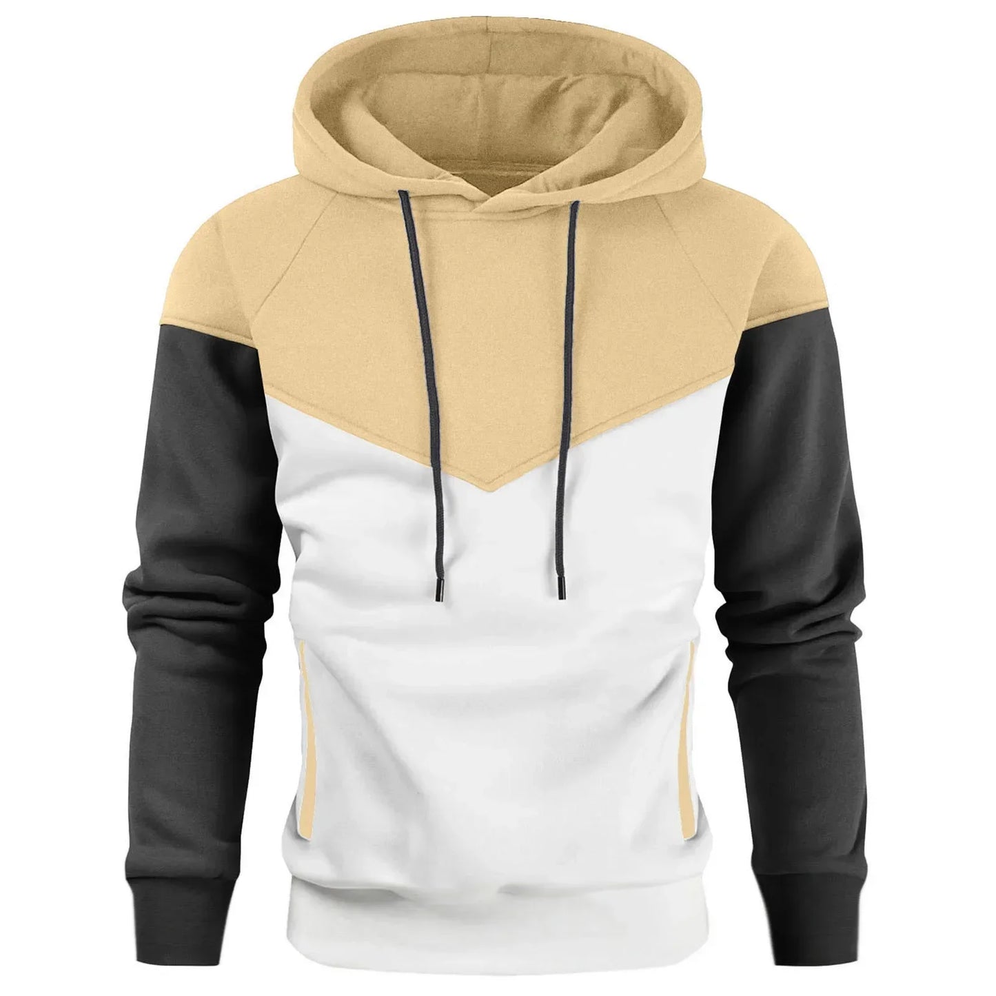 Men’s Patchwork Fleece Hoodie – Warm Casual Streetwear Pullover - OJABay