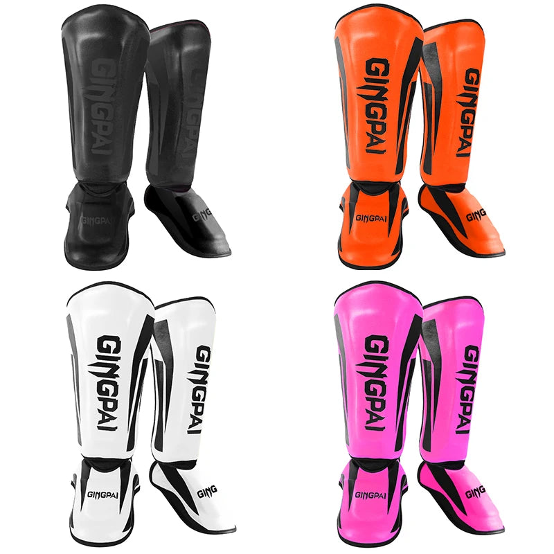 Muay Thai & Kickboxing Shin Guards – PU Leather Leg & Ankle Protectors