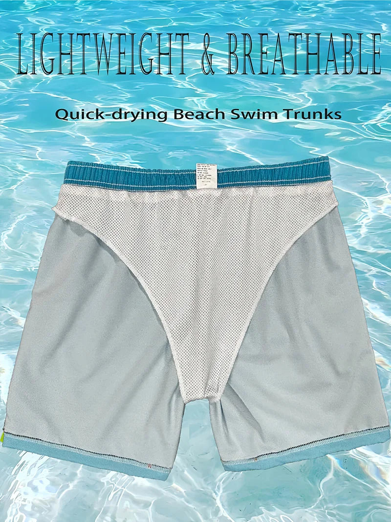 Men’s Quick-Dry Swim Trunks with Mesh Lining & Pockets