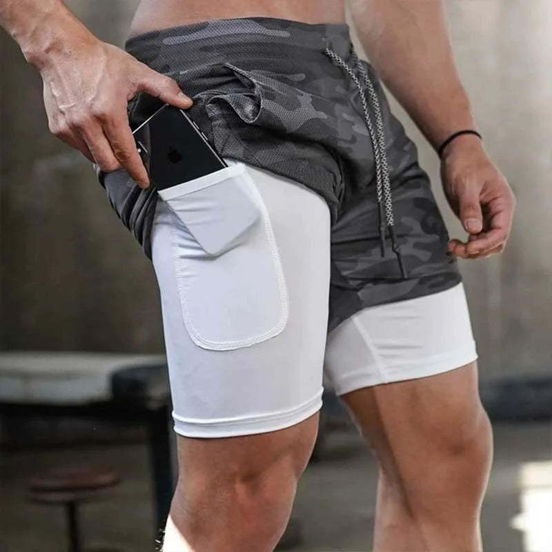 Men's Camo 2-in-1 Running Shorts β Quick Dry Gym Training & Workout Activewear - OJABay