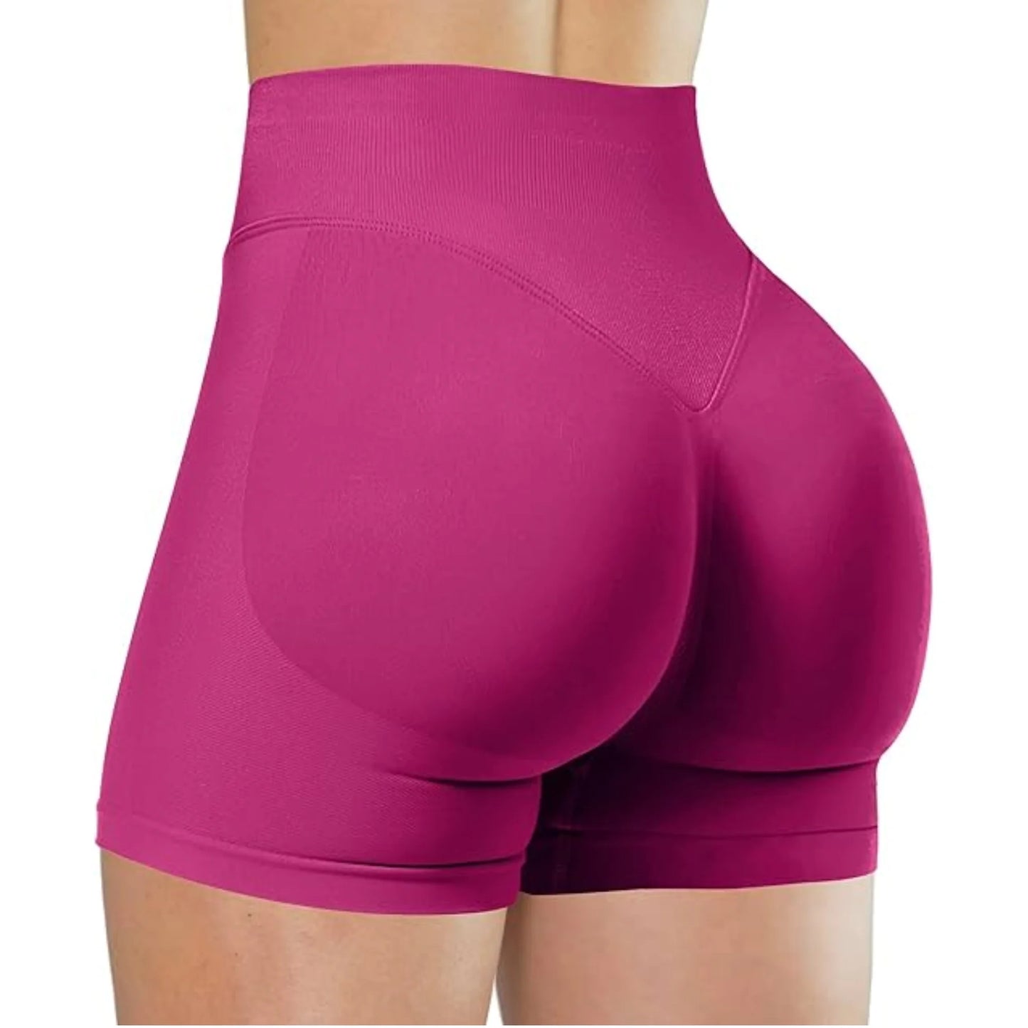 High-Waisted Yoga Shorts – Solid Color, Stretch Fit, Sexy & Sporty - OJABay