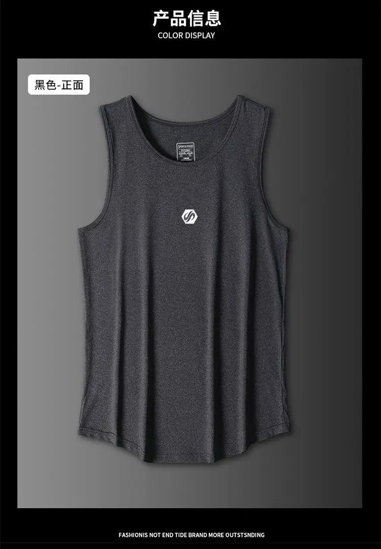 Gray tank top with a logo on a gray background