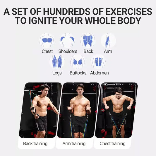 Resistance Bands Set 10–14PCS with Handles, Door Anchor & Ankle Straps - OJABay