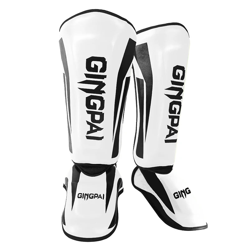 Muay Thai & Kickboxing Shin Guards – PU Leather Leg & Ankle Protectors