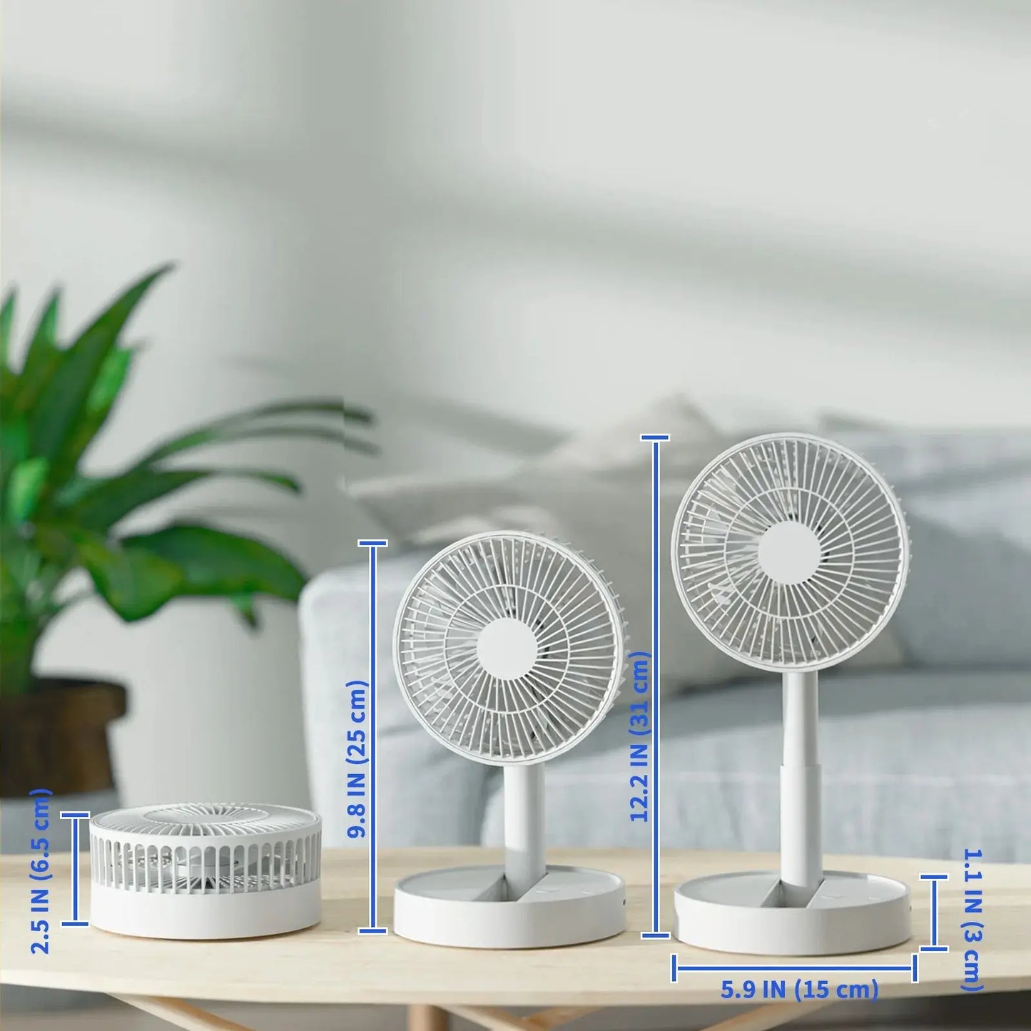 USB Foldable Mini Fan – 4 Speeds, Battery Operated, Timer-Controlled for Home & Outdoors - OJABay